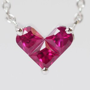  present goods STAR JEWELRY Star Jewelry mystery Heart ruby 0.25ct K18 white gold necklace [27294]