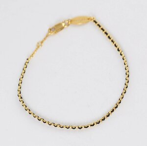 Redline レッドライン Aurore Entwined string and chain bracelet 750 K18イエローゴールド ブラック コード ブレスレット [38134]