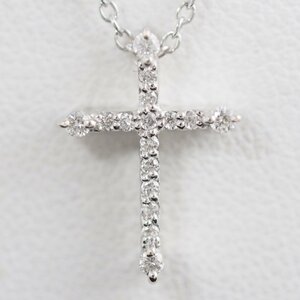 Ponte Vecchio Ponte Vecchio K18 white gold diamond 0.14ct Cross necklace regular written guarantee * storage sack attaching [35242]