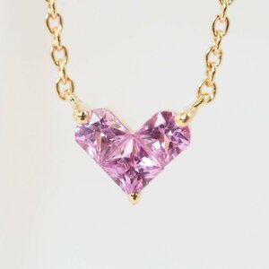 STAR JEWELRY Star Jewelry mystery Heart pink sapphire 0.25ct K18 pink gold necklace [31334]