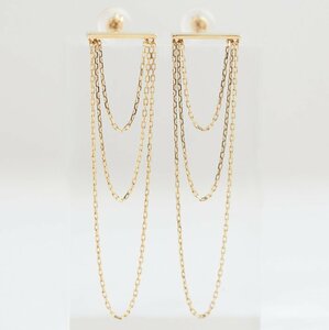  unused goods VENDOME AOYAMA Vendome Aoyama K10 yellow gold 3 ream chain earrings case attaching [34375]