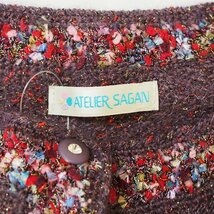 #apc アトリエサガン ATELER SAGAN カーディガン L 紫系 ニット シルク混 ラメ ラインストーン レディース [714806]_画像5