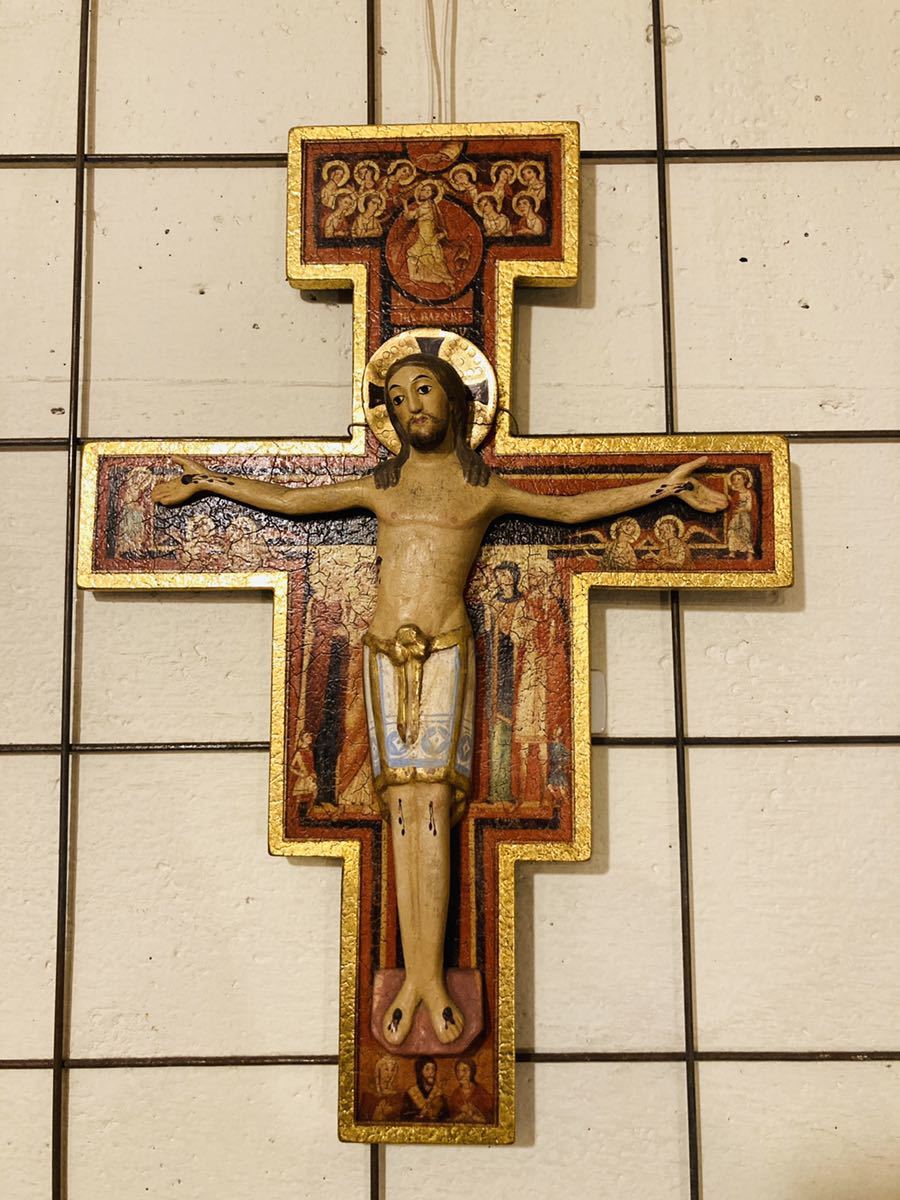 イタリア製／重厚なブロンズの十字架／壁かけ式／イエスキリスト