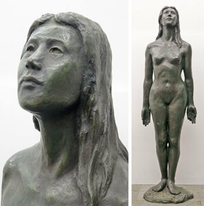 *0... image bronze . large height 154cm / sculpture .. image woman image / author un- details /[ Osaka (metropolitan area) . genuine city .. pickup limitation ]