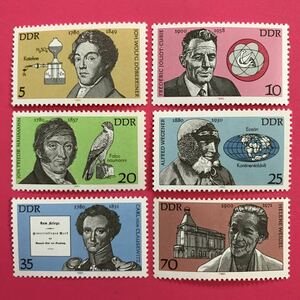 外国未使用切手★東ドイツ 1980年 著名人・科学者 6種