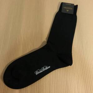 新品:BROOKSBROTHERS イタリア製の高級靴下 バーズアイ柄 ネイビー ②