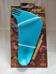 b-ma-4 in 1 cutlery light blue Fork / knife / spoon 5./ spatula /.../ cut ./... camp mountain climbing etc. light weight 