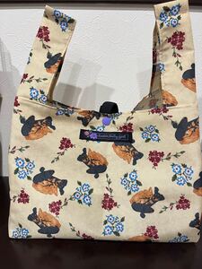 ハンドメイド☆エコバッグ・コンビニサイズ/撥水加工生地/犬柄・ダックス/仲良し