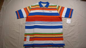 ROCA WEAR old model polo-shirt with short sleeves multi stripe blue collar XL half-price 50%offroka* wear JAY-Z HIPHOP letter pack post service plus .... delivery 