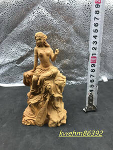 【極上の木彫】七福神 弁財天 彫刻工芸品 裸婦像 置物 