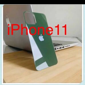 iphone 11 バックガラスフィルム　背面フィルム(緑)