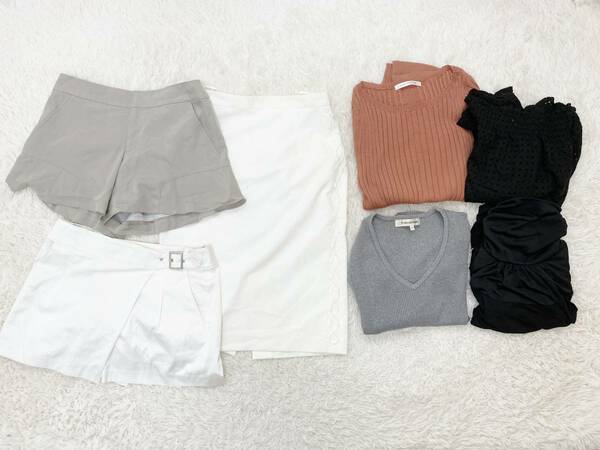 レディス38/M＆36/Sサイズ：ピンキー＆ダイアン◆薄手長袖ニット*カットソー*パフ袖シャツ*スカート*キュロット 7点まとめて