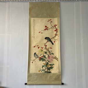 【聚寳齋*中堂画*花鳥圖*張大千】手工畫 掛軸 賞物 中国古美術 時代物