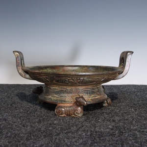 【聚寳齋*青銅製 青銅器*羊足盤】置物 賞物 中国古美術 收藏品 超美品