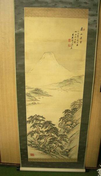 d◆▼♪Sea★Yamauchi Kosho･Hanging scroll【Mt. Fuji, Snow on the distant mountains】Hand-painted, Painting, Japanese painting, Landscape, Wind and moon