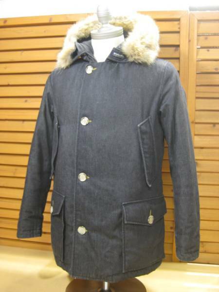 M1 ■458【WOOLRICH ウールリッチ】デニム アークティックパーカー コヨーテファー ダウンジャケット XXS