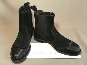新品 ジミーチュウ サイドゴア レザー ブーツ 41 黒 ブラック 本革 シューズ 靴 JIMMY CHOO 星 スター スタッズ