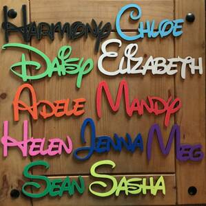  hand made Britain made Disney Disney font [3 character till ] name nameplate figure alphabet wooden WELCOME CLOSED OPEN pink white 