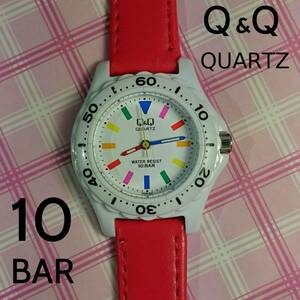 CITIZEN　Q&Q　シチズン　カラフル　ウォッチ　10気圧防水　腕時計　中古　ベルト新品　W013 