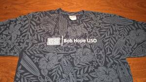 【USO】BOB HOPE ロサンゼルス空港 LAX-USO 米軍向け慰問団 支援娯楽提供 非営利組織 Tシャツ サイズXL ハワイアン アロハ柄 USO
