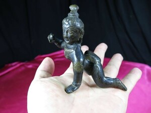 B　幼児期のクリシュナ　古銅 インド　17～18世紀　珍品　金工　神像　ヒンドゥー教
