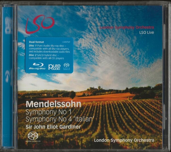 メンデルスゾーン　交響曲第１番、第４番「イタリア」　エリオット・ガードナー　ロンドン交響楽団 SACD2枚+BlueRay
