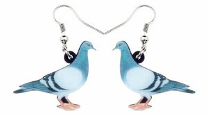 ハト ピアス はと 鳩 アニマル 動物 フックピアス シンプル ユニーク 鳥 翼 アクリル シュール イラスト レトロ フロッグ シュール 両生類