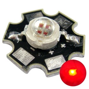 POWER LED 5W 赤色 200LM 星型ヒートシンク付き 50個