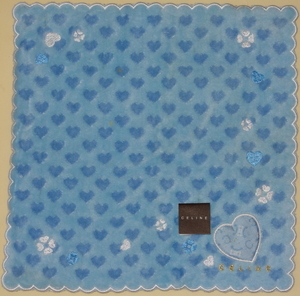 CELINE/ Celine * towel handkerchie * whole surface Heart pattern * Heart maca tam up like& clover embroidery * blue 