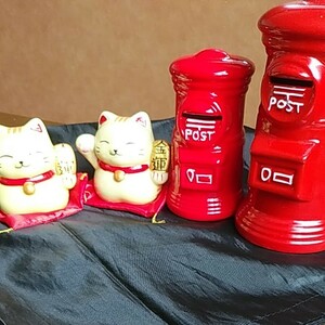 郵便ポスト貯金箱　招き猫貯金箱