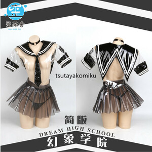  high quality new work darkness . morning illusion ... see-through sailor white costume play clothes manner shoes . wig optional 