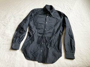  beautiful goods DRESSCAMP Dress Camp stripe border nylon cotton to Revo to-ni long sleeve dress shirt 46 black black *3
