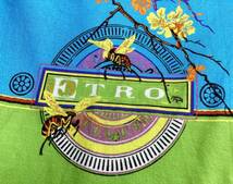 ETRO エトロ 総柄 鳥 虫 花柄 ロゴ プリント Vネック Tシャツ カットソー マルチ イタリア製 ◇3_画像6