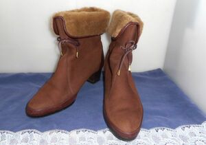  shoes * half boots * 24.5cm EE middle boa leather Camel Brown * made in Japan lady's shoes 