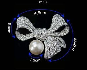  lady's brooch pearl ribbon Kawai i popular Kirakira corsage 