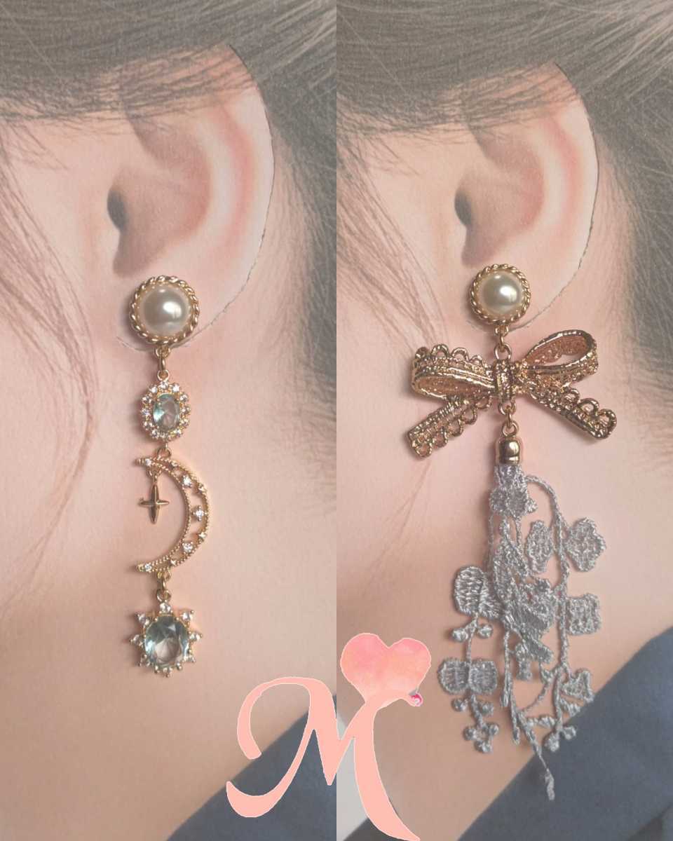 Handmade Earrings or Earrings Twisted Pearls Nickel Free Anti-Fade Ribbon Lace Tassel Cubic Zirconia, handmade, Accessories (for women), earrings, earrings