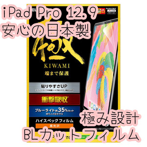 エレコム iPad Pro 12.9インチ 2018/2020/2021年モデル 保護フィルム 端まで保護の極設計 ブルーライトカット 高光沢 749 匿名配送