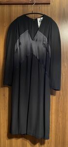 【SALE】高級ライン LANVIN PARIS ランバン シルク ワンピース ドレス クリーニング済 フランス製 冠婚葬祭 ブラック黒