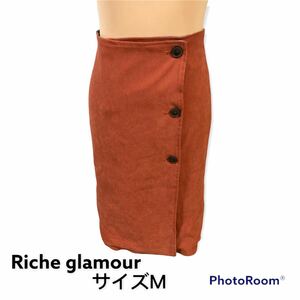 Riche glamour 巻きスカート　ラップスカート サイズM オレンジ×グレー