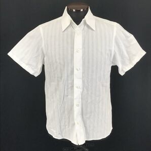 日本製★EDIFICE/エディフィス★半袖シャツ【メンズM/38/白/ホワイト/ストライプ】◆BG244