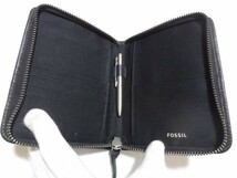 ■フォッシル 手帳カバー カード入れ レザー×キャンバス 130×85 FOSSIL■_画像3