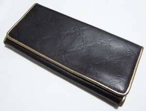 ■ロンシャン 長財布 かぶせ蓋 レザー 黒 Longchamp■