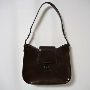VERSACE Versace Sun God Motif Metal Fittings Enamel Handbag Semi-shoulder Bag Brown Brown 032, cormorant, Versace, Bag, bag