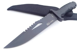 ★送料込み!★Columbia Saber★035A コロンビアナイフ 高品質ハンティングナイフ ブラックラバーハンドル タクティカルモデル 釣り