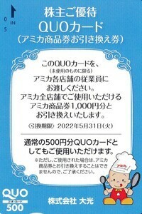【2022.05.31迄】大光　株主優待クオカード500円【送料無料】
