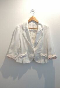 Gyro JAYRO* white sleeve by return floral print ribbon jacket blaser M size 