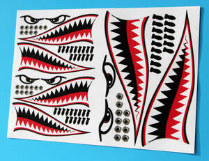送料無料 FLYING TIGER SHARK TEETH MOUTH Decal Sticker シャーク サメ ステッカー シール デカール セット