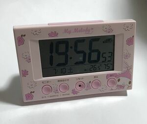 マイメロディ 温度・湿度計付き 電波時計 目覚まし時計 リズム時計 ピンク
