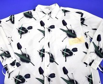 Azuma. （アズマ）TULIP & CIGARETTE SHIRT チューリップ&シガレット シャツ L/S 長袖 総柄 ボーリング アロハ WHITE 0 MADE IN JAPAN_画像5