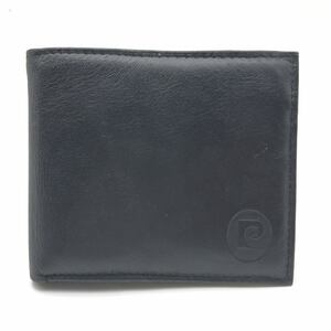送料無料 美品 ピエールカルダン Pierre Cardin 財布 二つ折り レザー 黒 ブラック系 メンズ